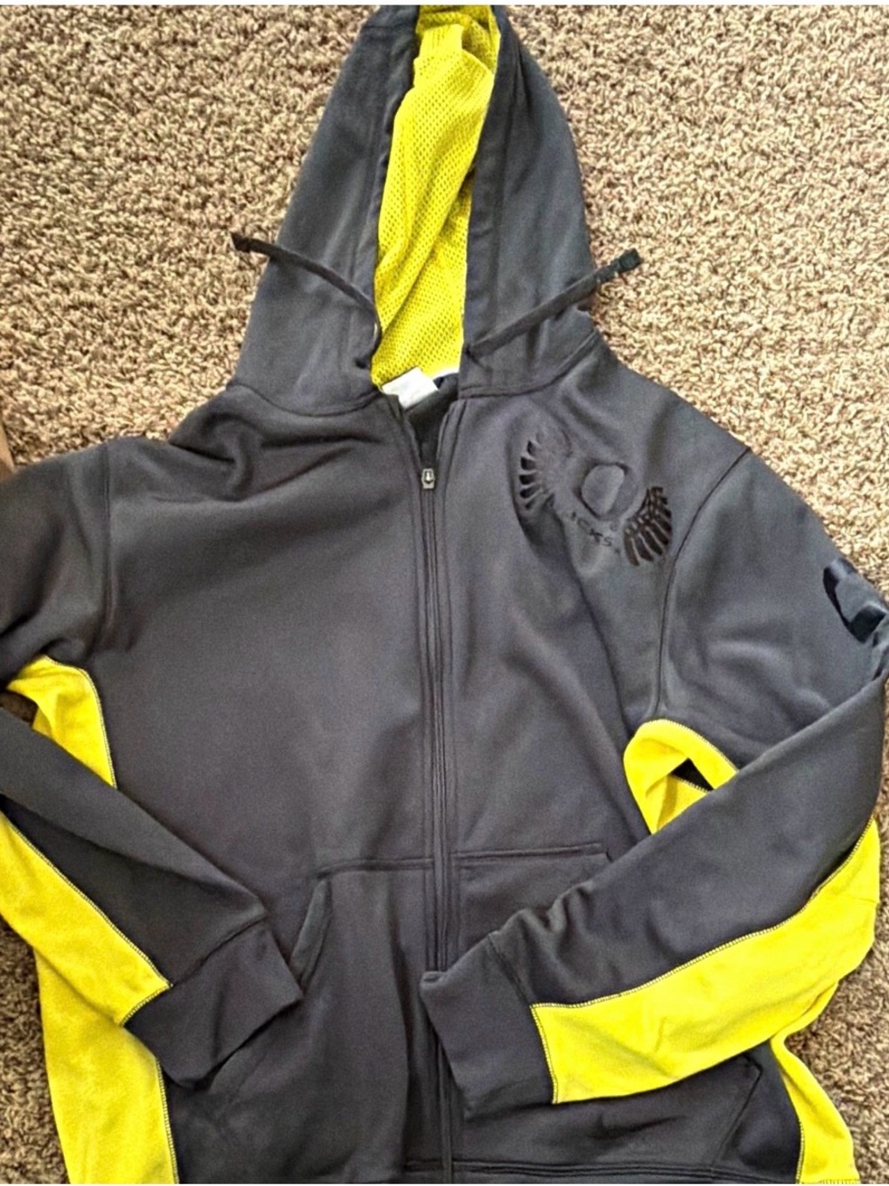 Nike Therma-FIT Oregon Ducks Gray/Yellow Full Zip Hooded Jacket Men's L